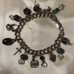 Charms on sturdy and heavy double links bracelet SS